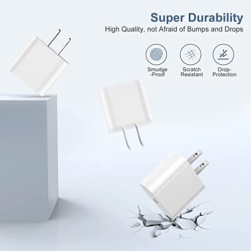 Ultra-Compact 20 W PD USB C Fast Charging Duo: Dual Wall Charger Set with High-Speed Cables for i Phone 16/15 & i Pad Compatibility – Streamlined Portability, Enhanced Safety Features, and Rapid Power Delivery for Everyday Use