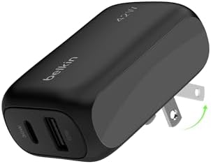 Belkin 42 W Dual Port Charger Block – Ultra-Fast USB-C & USB-A Power Adapter for i Phone 16/15/14/13 Pro, Samsung Galaxy S25, i Pads, Air Pods, and Nintendo Switch 2 – Compact Travel-Friendly Design for Maximum Charging Efficiency