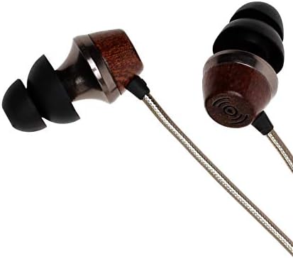 Symphonized ALN 2.0 Premium Genuine Wood Earbuds – Metallic Orange Noise-Isolating In-Ear Headphones with Tangle-Free Cable & Built-in Microphone for Enhanced Audio Compatibility and Immersive Sound Experience