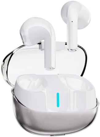 Bluetooth 5.3 Wireless Earbuds with IPX5 Waterproof Feature and Noise Cancelling Mic – Lightweight Earphones with Convenient Wireless Charging Case for Uninterrupted Sound Quality and Comfort During Workouts and Calls