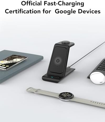 Advanced 3-in-1 Wireless Charging Hub for Google Pixel Devices – Power Up Your Pixel Watch 3/2, Pixel 9 Series, and Buds Pro/2 with Rapid Charging and Enhanced Safety Features – Sleek Multi-Device Organizer for a Tidy Workstation or Nightstand