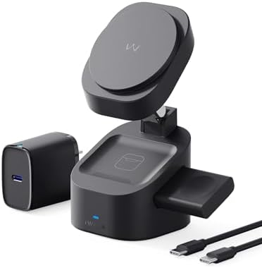 Revolutionize Your Charging Experience with the i WALK 3 in 1 Foldable Wireless Charger Stand – 20 W Fast Charging for i Phone 12-15, Apple Watch 2-9, and Air Pods Pro 2-3 – Lightweight & Travel-Friendly Design for Effortless Portability and Enhanced Device Organization