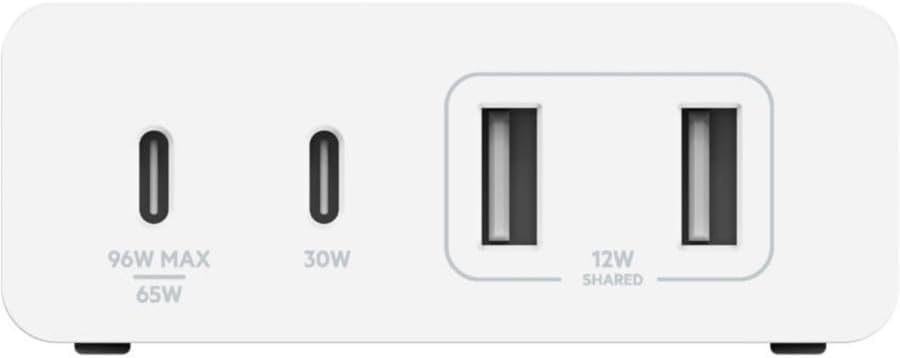 Belkin 4-Port 108 W Ga N Fast Charger Block – Ultimate Multi-Device Power Hub with USB-C PD & USB-A Ports for i Phone 16, Samsung Galaxy S25, Mac Book, Google Pixel, Nintendo Switch 2 – Compact, Lightweight, and Travel-Ready Charging Solution with Advanced Safety Features for Home and On-the-Go Convenience