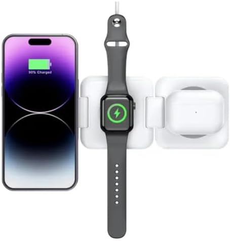 Revolutionize Your Charging Routine with the 3-in-1 Magnetic Wireless Charger Dock for Apple Devices – Portable Foldable Design for Fast Charging i Phone 12-16, Apple Watch & Air Pods – Sleek Black Finish for Home & Travel Convenience – Ultimate Multi-Device Charging Solution