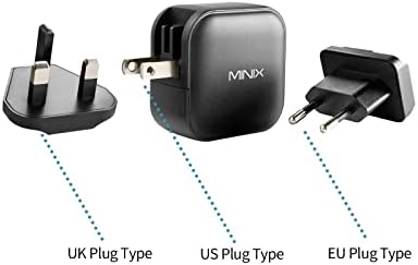 MINIX 66 W Turbo Ga N Wall Charger – Ultra-Compact 3-Port USB-C & USB-A Fast Charging Adapter for Laptops, Smartphones, and Tablets with Power Delivery & Quick Charge 3.0 – Advanced Compatibility & Multi-Protection Design