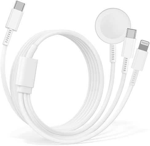 Elevate Your Charging Experience with the 3 in 1 Magnetic Fast Charger – 6 FT USB C Cable for i Phone 16/15/14/13/12/11, i Pad, and All Apple Watch Series Including Ultra2/SE/10/9/8/7/6/5/4/3/2/1 – Unleash Unmatched Efficiency and Wide Compatibility for Apple Devices on the Go