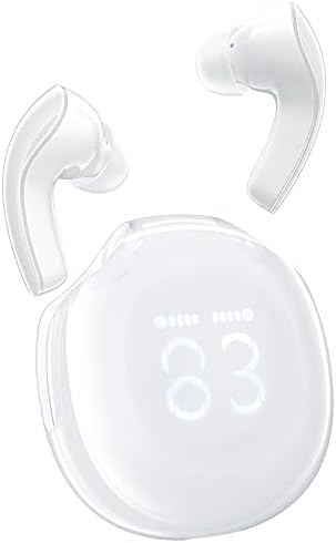 ACEFAST T9 True Wireless Bluetooth Earbuds – Advanced 5.3 Connectivity with Enhanced ENC Noise Cancellation for Optimal Sound Experience, 30-Hour Battery Life, and IPX4 Waterproof Design – Elegant White Finish with Integrated Microphone and LED Battery Display for Effortless Calls and Music Enjoyment Anywhere