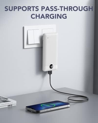 VRURC 10,000 m Ah USB C Power Bank with Built-in Cables & AC Wall Plug – Compact Lightweight Travel Charger for Smartphones & Tablets – Ultimate Convenience & Enhanced Charging Speed