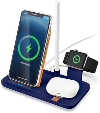SOAR NCAA 4-in-1 Wireless Charging Docking Station: Rapid Charge Solution for i Phone, Apple Watch, Air Pods & Apple Pencil – Official NCAA Design for Ultimate Fan Experience and Device Compatibility