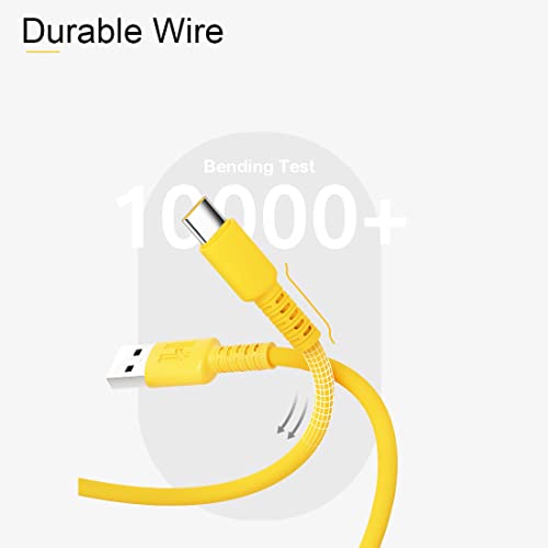 Hichain 6.5 ft USB A to USB C Charger Cable Duo – High-Speed 100 W Fast Charging & Data Sync in Vibrant Yellow – Durable Silicone Design for Samsung Galaxy, Google Pixel, Xiaomi, PS5 – Ultimate Convenience for Home & Travel