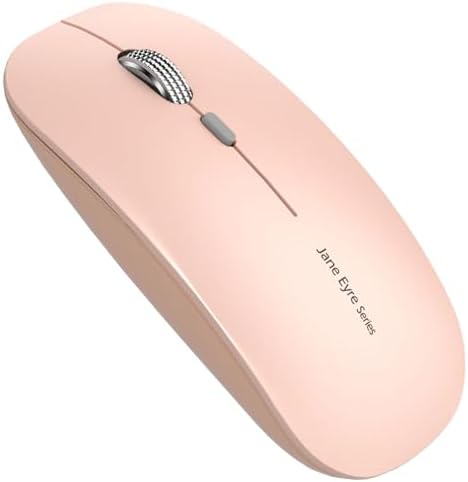 Uciefy Q5 Slim Rose Gold Wireless Mouse – Portable Optical Rechargeable Design with Silent Click, USB Receiver & Type C Adapter for Effortless PC, Laptop & Desktop Compatibility – Elevate Your Workspace with Style & Precision