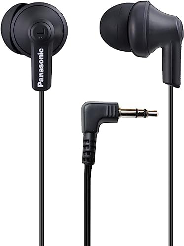 Panasonic Ergo Fit Wired Earbuds with Microphone – Superior Sound Quality with Ergonomic Comfort, Universal 3.5 mm Jack Earphones for Phones and Laptops in Stylish Metallic Purple – Custom-Fit Earpieces (S/M/L) for Optimal Audio Experience and Hands-Free Calls – RP-TCM125-VA