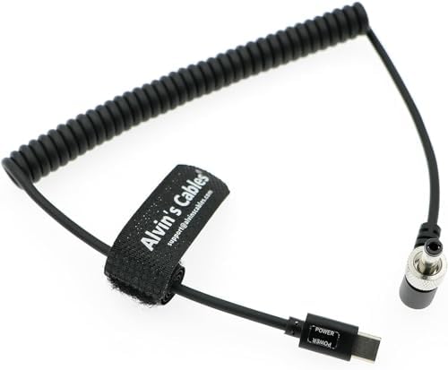 Alvin’s Cables Premium PD USB-C Type-C to Lock DC 12 V Coiled Power Cable – Enhanced Durability and Flexibility for Optimal Performance with Blackmagic, Atomos, Small HD, and Feelworld Monitors – Secure Locking Mechanism and Fast Charging for Streamlined Filming Experience