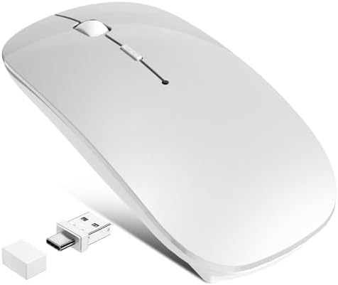 Versatile Wireless Bluetooth Mouse for Mac Book Air, Mac Pro, & i Pad – Sleek Rechargeable Silent Mouse with Dual Connectivity (USB-C & 2.4 G) – Travel-Friendly Jiggler Mice Mover in Stylish Purple – Perfect for Professionals & On-the-Go Users