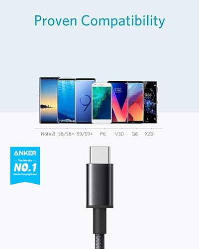 Anker 10 FT USB A to USB C Charging Cable – Durable 2 Pack for Samsung Galaxy S10, LG V30 & Beats Fit Pro – Fast Charging, Tangle-Free Design for Ultimate Flexibility & Universal Device Compatibility