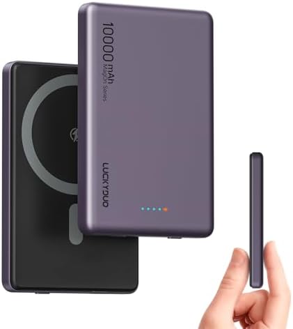LUCKYDUO Ultra Slim 10000 m Ah Magnetic Power Bank – Sleek Wireless Charger with PD 20 W Two-Way USB-C Fast Charging for i Phone 16/15/14/13 Series – Perfect Travel Companion for Effortless Charging on the Go