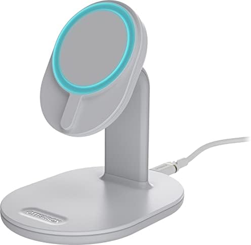 Otter Box Mag Safe Wireless Charging Stand – Sleek White Design for Fast Dual Device Charging – Effortlessly Power Your i Phone and Air Pods with Enhanced Stability and Style
