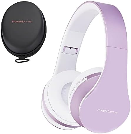 Experience the Ultimate in Comfort and Sound with Power Locus Stylish Purple & White Wireless Over-Ear Headphones – Hi-Fi Stereo Quality, Foldable Design for Travel, 12-Hour Battery Life, and Built-In Microphone for Hands-Free Calls – Perfectly Compatible with i Phone, Samsung, and LG Devices