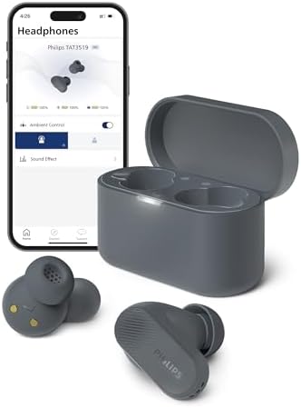 Philips TAT3519 Premium True Wireless Earbuds – Bluetooth 5.3 Noise-Canceling Headphones with Deep Bass, 24-Hour Battery, and Crystal-Clear Call Quality – Ideal for Audiophiles and Active Lifestyles with Fast Charging and IPX4 Water Resistance