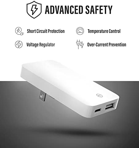 Galvanox Ultra Slim Type C Flat Wall Charger – 20 W Dual USB-C & USB-A Fast Charging Adapter for i Phone 11/12/13/14/15 Pro/Max & Samsung Galaxy – High-Speed Multi-Port Power Supply with Enhanced Compatibility & Safety Features