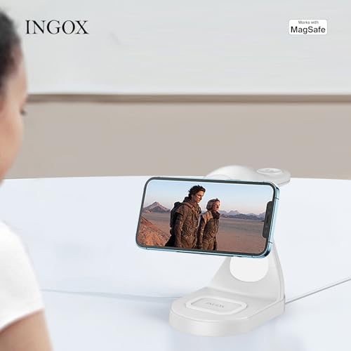 Revolutionary 4-in-1 Magnetic Wireless Charging Station for i Phone 12-16, Air Pods, and Apple Watch – 20 W Fast Charge, Sleek White Dolphin Design for Ultimate Device Synchronization and Space Efficiency