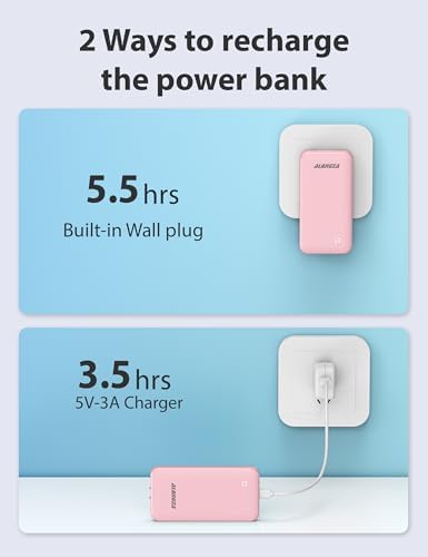 Experience Ultimate Portability with Alongza 10,000 m Ah Fast Charging Power Bank – Sleek Design with Built-In Cables and AC Plug for Effortless Device Charging on the Go – Lightweight, Compact USB C External Battery for Seamless Travel Convenience and Enhanced Compatibility Across All Smartphones and Gadgets