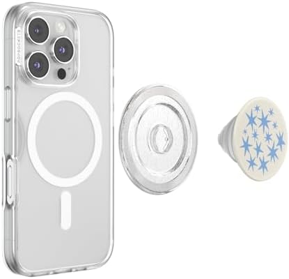 Elevate Your Smartphone Experience with the Mag Safe Compatible Pop Sockets Grip – Stylish Enamel Silver Heart Design, Magnetic Phone Stand & Secure Grip for i Phone, Ideal for Hands-Free Viewing & Effortless Wireless Charging, Customizable Swappable Top for Personal Flair