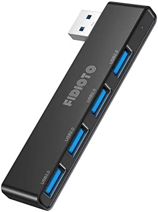 Enhance Your Digital Workspace with Fidioto USB Hub 2 Pack – Versatile 4-Port Adapter for Laptops & Macs, Featuring 1 Ultra-Fast USB 3.0 Port and 3 USB 2.0 Ports for Effortless Device Connectivity and Data Transfer, Ideal for Busy Professionals and Students on the Move