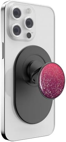 Magnetic Phone Grip for MagSafe, Phone Ring Holder Finger Kickstand Wireless Charging Compatible, Adjustable Magnet Phone Rings Gripper Stand for iPhone Mag-Safe Accessories – Sparkle Black – Enhanced Compatibility and Speed