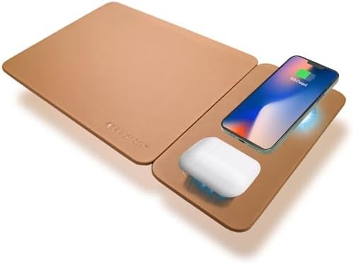 Magnetic Wireless Charging Mouse Pad by Spracht – 15 W Dual Charging for Smartphones & Earbuds – Premium Smooth Tracking Surface – Quick Qualcomm QC3 Technology – Perfect Magnetic Alignment for Optimal Charging – Sleek Workspace Design to Enhance Productivity and Minimize Clutter