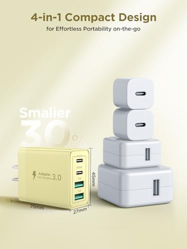 Aioneus 40 W USB C Fast Charging Block – 4-Port Dual PD & QC Wall Charger for i Phone 11-16, i Pad & Samsung Devices – Compact, High-Performance Power Adapter with Enhanced Safety Features for Home & Travel