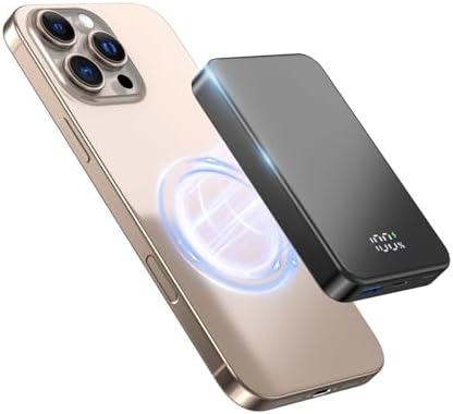 26800 m Ah Magnetic Power Bank – Premium Aluminum Alloy Portable Charger with 20 W USB-C Fast Charging for i Phone 12-16 Series, Sleek Silvery Gray, Effortless Wireless Charging for On-the-Go Power Solutions