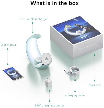 Ultimate 3-in-1 Magnetic Wireless Charging Station for Apple Devices – Fast Charge Your i Phone 16/15/14/13/12/11, Apple Watch Series & Air Pods 4 with RGB Night Light – Enhanced Safety & Intelligent Charging Technology – Artful Design for Home and Office Aesthetics