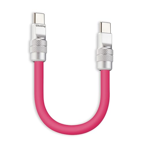 chubbycable Cute Chubby – 240W Short USB-C Cable Power Bank Fast Charging Cable Silicone Charger Cord Compatible with iPhone 16/15 Series, Desert Titanium+Desert Titanium, Type-C to Type-C, 20 inch – Enhanced Compatibility and Speed