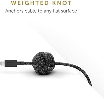 Native Union Night Cable – 10 ft MFi Certified Lightning to USB-A Charger with Weighted Knot Design for Enhanced Stability – Ultra-Durable & Stylish Zebra Pattern for i Phone 14, 13 & Earlier Models – Elevate Your Charging Experience with Superior Length & Strength