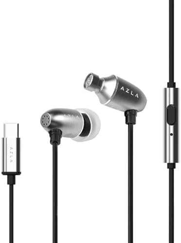 Revolutionize Your Listening with AZLA AIM C Daily USB-C Earbuds – Ergonomically Designed for All-Day Comfort and Superior Sound Clarity – Perfectly Compatible with i Phone 15 & 16 – Integrated Microphone for Effortless Hands-Free Conversations – Stylish Silver Finish for a Contemporary Edge and Enhanced Audio Enjoyment