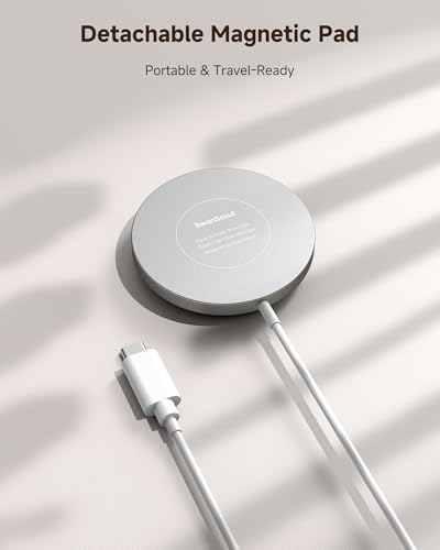 Detachable Magnetic Charging Station for Samsung Galaxy S25/S24/S23/S22/Z Flip7/Z Fold7 & i Phone 16/15/14/13/12 – Fast Wireless Charger with Mag Safe Compatibility, Compact Design for Home & On-the-Go Convenience, Swan Scout 506 SM