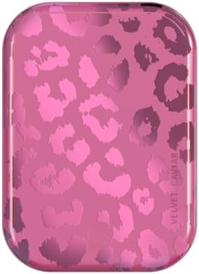 Stylish Hot Pink Leopard VELVET CAVIAR Magnetic Power Bank – Mag Safe Compatible Slim Charger for i Phone 12, 13, 14, 15 – Fast 5000 m Ah Portable Battery Pack with USB-C for Effortless Charging on the Go