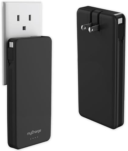 Ultra-Fast my Charge Power+Plug 20,000 m Ah Portable Power Bank with Built-in Charging Cable, USB-C Port, and Foldable Wall Plug – Ideal Travel Companion for Apple & Android Devices with 120 Hours of Reliable Power