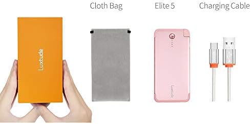 Ultra-Slim Luxtude Portable Charger with Built-in MFi Lightning Cable – 5000 m Ah Power Bank for i Phone 14, 13, 12, 11, 10 | Sleek Metal Black Design for Effortless Charging On-the-Go | Lightweight and Durable Phone Battery Pack for Everyday Use