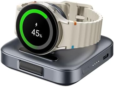 Compact Wireless Charger for Samsung Galaxy Watch – Swan Scout 303 S, 1800 m Ah Portable Power Bank for Galaxy Watch 7/Ultra/6/5/4/Active 2, Foldable Design for Effortless Travel, Fast Charging Compatibility