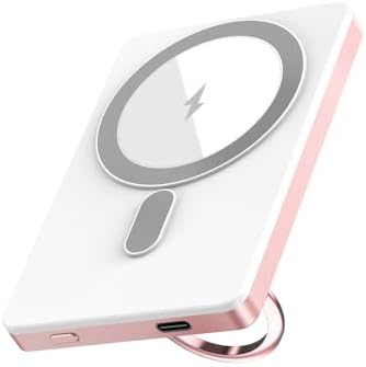Sleek Pink Magnetic Power Bank – 5000 m Ah Wireless Charger for i Phone 12-16, Samsung & Google Devices – Travel-Ready Battery Pack with USB-C Cable – Elegant Gift Option for Women and Moms – Rapid Charging Convenience and Enhanced Device Compatibility