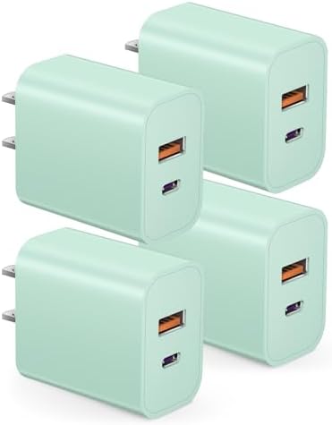 Compact 20 W USB C Wall Charger Set – Fast Charging 4-Pack in Stylish Purple for i Phone 16, Samsung, and Android Devices – Ultimate Portability and Efficiency for On-the-Go Power Needs
