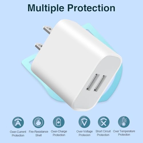 3-Pack Dual Port USB Wall Charger – Rapid Charge Block for i Phone 14/13/12/11 Pro/Max, Galaxy & Android Devices – Compact Travel Adapter with Advanced Safety Features for Home & On-the-Go Power Solutions