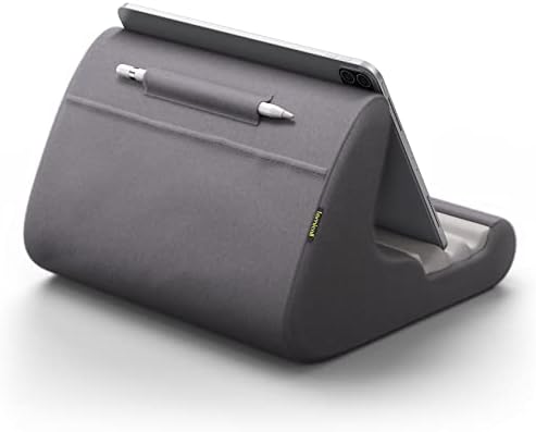 Lamicall Adjustable Tablet Pillow Holder – Soft Memory Foam Stand for Comfortable Bed or Lap Use, Featuring Integrated Stylus Mount and Accessory Pocket, Compatible with 4-13″ Devices Including i Pad Pro 12.9, Air, Mini, Kindle, and Galaxy Tab – Stylish Dark Red Design for Enhanced Viewing Experience and Improved Posture