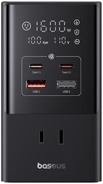 Baseus 10-in-1 USB C Charging Hub – 35 W High-Efficiency Power Station with 6 AC Outlets, Dual USB-A & USB-C Ports for Rapid Device Charging – Ultimate Solution for Home, Office, and Dorm with Advanced Safety Features for Mac Books, Tablets, and Smartphones