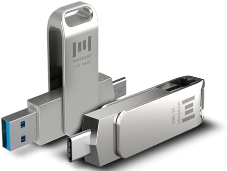 MOSDART 256 GB USB 3.1 Dual Flash Drive – Lightning-Fast Data Transfer for i Phone 15/16, Android, i Pad & Mac Book – Versatile USB-C & A Compatibility – Portable Keychain Design with LED Status Indicator