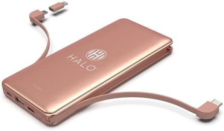 HALO HUB-LINK™ 10,000 m Ah Power Bank with Integrated Cables & Fast Charging – Ultimate Portable Charging Solution for All Devices – Seamless Compatibility & Smart Battery Protection – Compact Design for On-the-Go Power