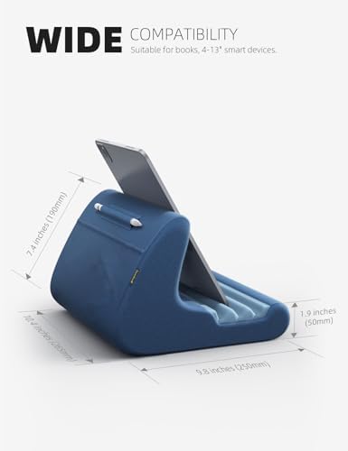 Lamicall Adjustable Tablet Pillow Holder – Soft Memory Foam Stand for Comfortable Bed or Lap Use, Featuring Integrated Stylus Mount and Accessory Pocket, Compatible with 4-13″ Devices Including i Pad Pro 12.9, Air, Mini, Kindle, and Galaxy Tab – Stylish Dark Red Design for Enhanced Viewing Experience and Improved Posture