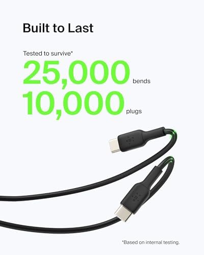 Belkin Boost Charge 6.6 ft USB-C to USB-A Cable: High-Efficiency Charging & Swift Data Sync for i Phone 16, Samsung Galaxy S25, Pixel 9 – Durable 2-Pack for Reliable Home and Travel Use